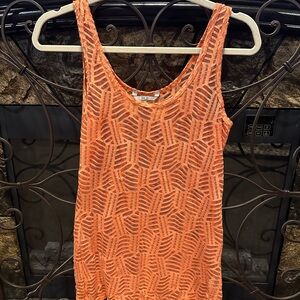 BKE Orange Graphic Fitted Tank Top